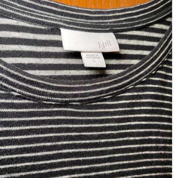 J Jill Gray & Black Striped Long Sleeve Dress - Size Medium - Picture 3 of 13